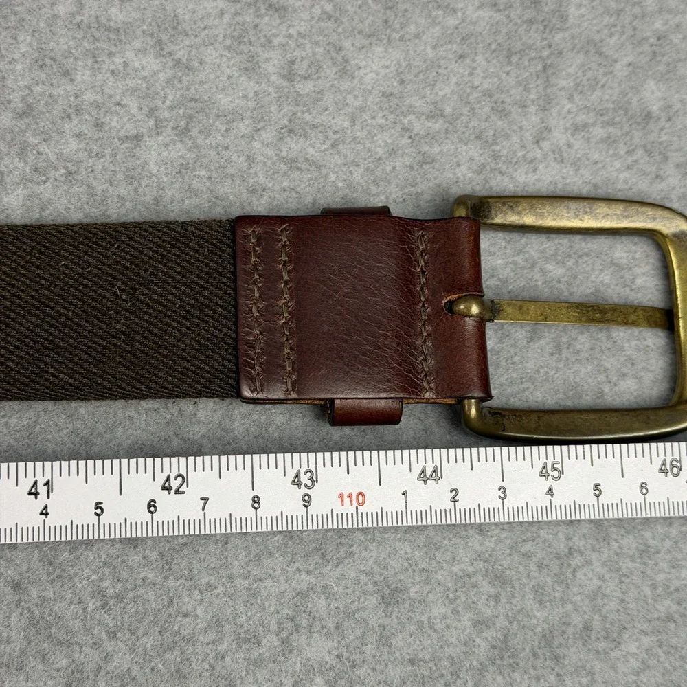 Vintage L.L.Bean Leather Stretch Comfort Belt Brown Brass Buckle Size 40 ~44in